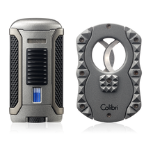 Load image into Gallery viewer, Colibri Quasar Cigar Cutter + Apex Lighter
