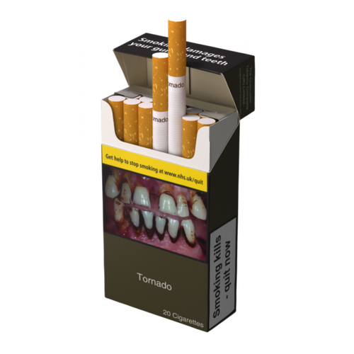 Tornado cigarettes for UK market TPD packaging 