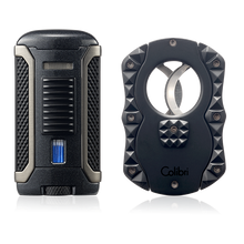 Load image into Gallery viewer, Colibri Quasar Cigar Cutter + Apex Lighter
